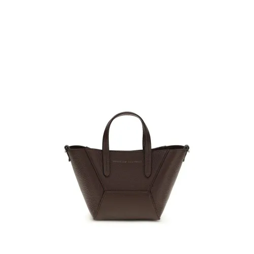 Brunello Cucinelli Calf Leather Shoulder Bag — Brown