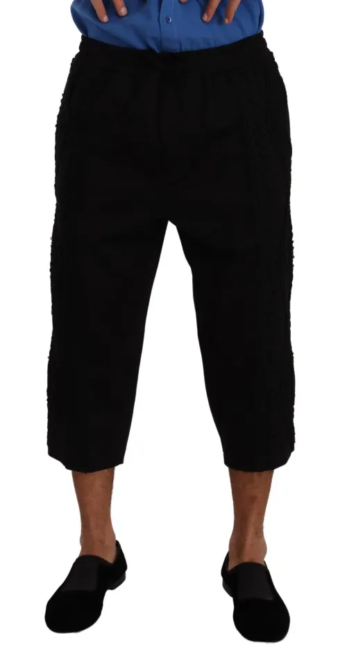 Dolce & Gabbana Cargo-Pocket Cotton Blend Cropped Pants — Black