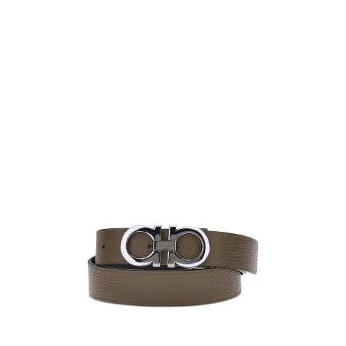 Ferragamo Reversible Gancini-Buckle Belt — Brown