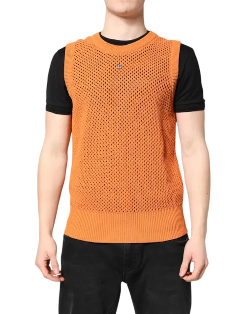 Dolce & Gabbana Cashmere-Silk Knit Tank Top — Orange