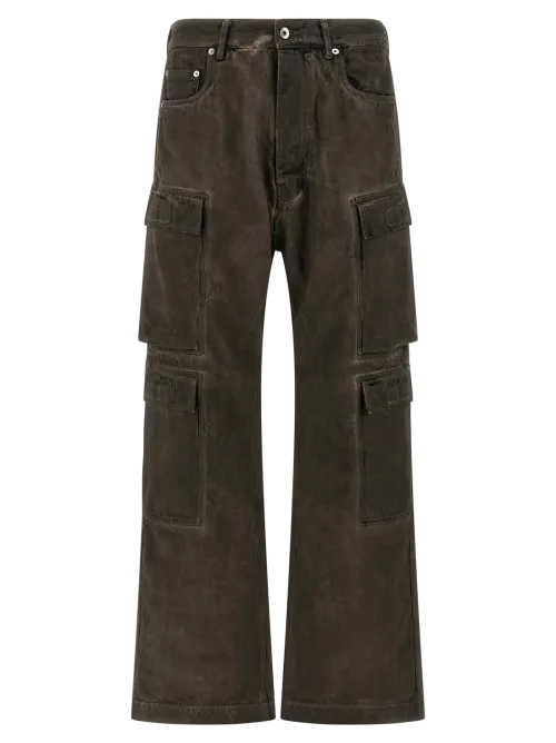 Drkshdw Double-Pocket Denim Cargo Pants — Gray