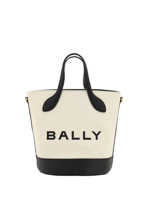 Bally Leather Canvas Color-Block Bucket Bag — Multicolor