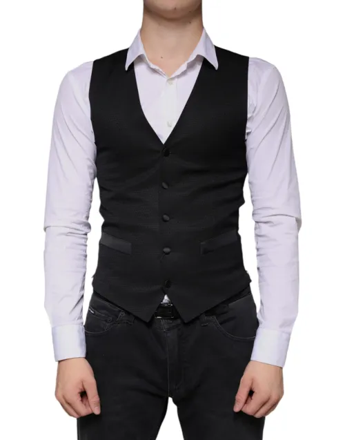 Dolce & Gabbana Wool-Blend Formal Vest — Black