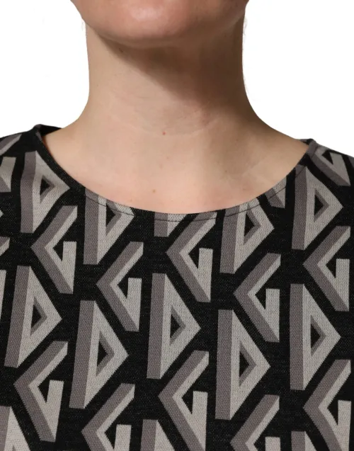 Dolce & Gabbana Logo-Printed Cotton Dress — Black