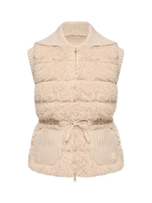 Moncler Down-Filled Wool-Cashmere Gilet — Beige