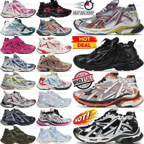 Designer Runner Shoes 7 Mens Womens 7.0 Trainer Track Multicolor Pink Black Triple White Light Blue Red Graffiti Pink Beige Grey Yellow Leather Free Khaki Burgundy
