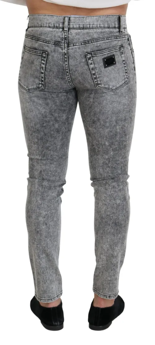 Dolce & Gabbana Gray Stone Wash Slim Fit Jeans — Gray