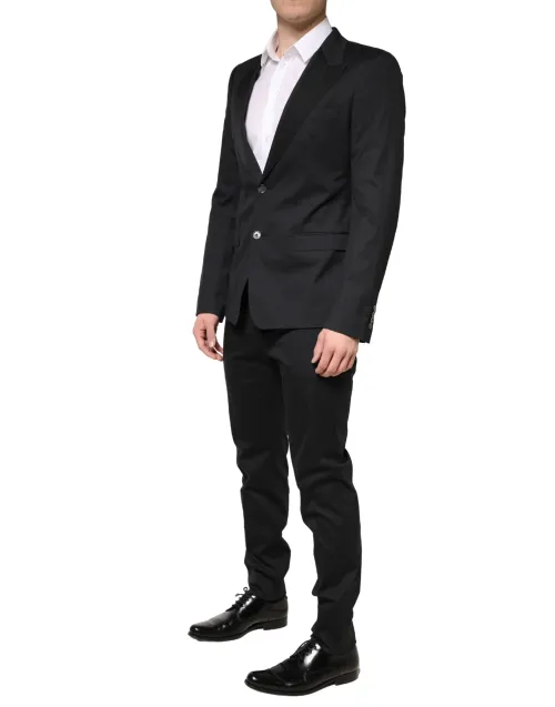 Dolce & Gabbana Single-Breasted Cotton Blend Pant Suit — Black