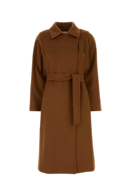 Max Mara Belted Camel Coat — Brown