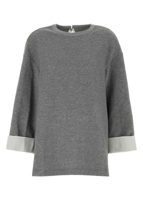 Carven Contrast Cuff Sweater — Gray