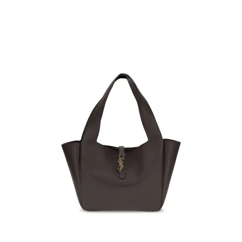 Saint Laurent Grained Calf Leather Shoulder Bag — Brown