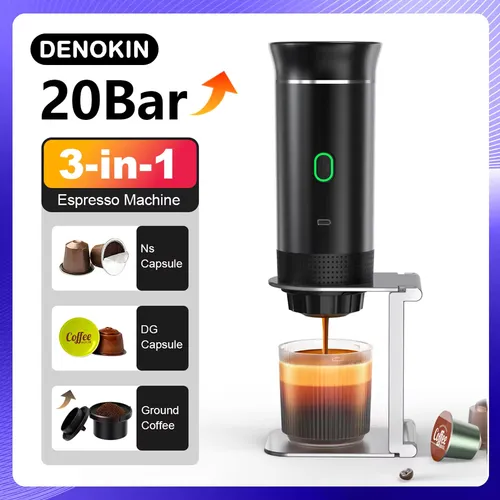 Wireless Electric Portable Espresso Coffee Machine for Car & Home Camping Coffee Maker 3-in-1 Capsule Powder Travel Coffee Maker