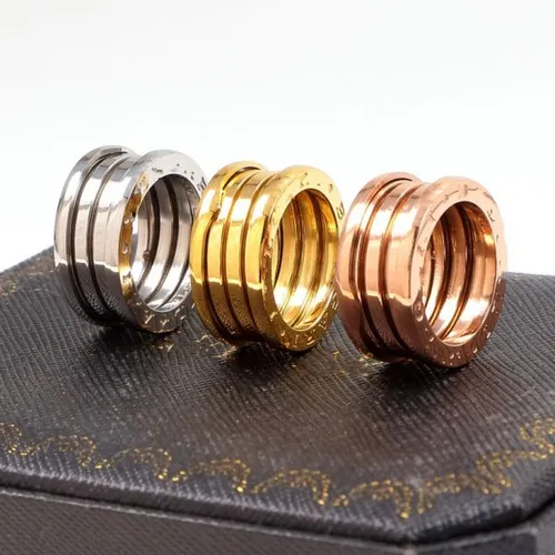 Luxury Spring logo engrave designer girls woman man boys B rings 18K Gold Silver Rose Titanium Steel branded Rings wedding Jewelry 5 6 7 8 9 10 11 12 husband