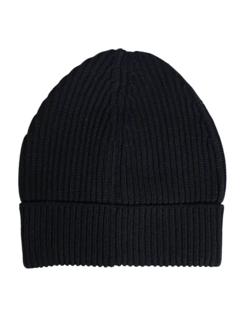 Dolce & Gabbana HAT9735 Cashmere Ribbed Knit Beanie — Black