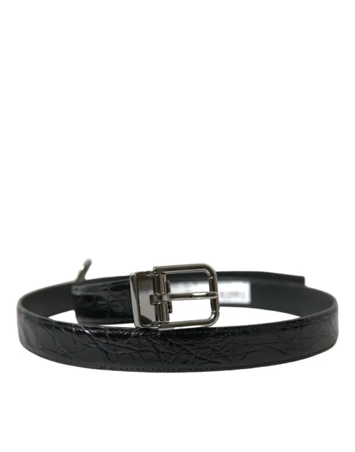 Dolce & Gabbana Leather with Metal Buckle Belt — Black