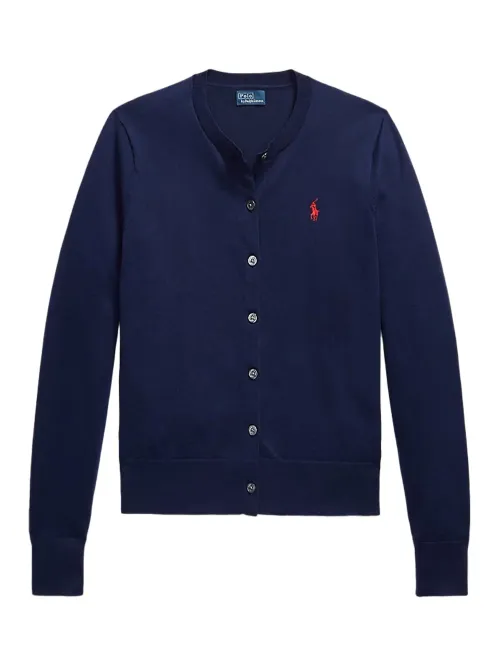Ralph Lauren Embroidered Pony Cardigan — Navy