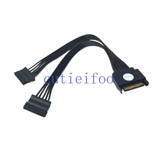 SATA Hard Disk Power Adapter Cable 15pin Male To 2 Port Female Splitter HDD SSD Supply Cord 3.3V 5V 12V 5-Wire 20CM