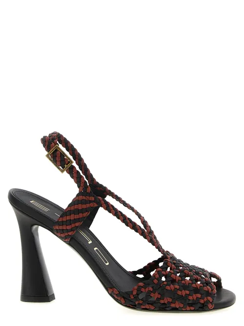 Etro Woven Two-Tone Heel Sandal — Brown