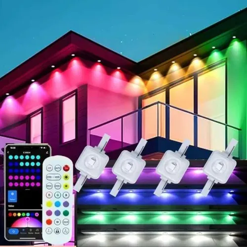 Smart Permanent Outdoor Lights Eaves Lights IP67 Waterproof Light String with App Remote Control Music Sync for House Roof Decor M251206
