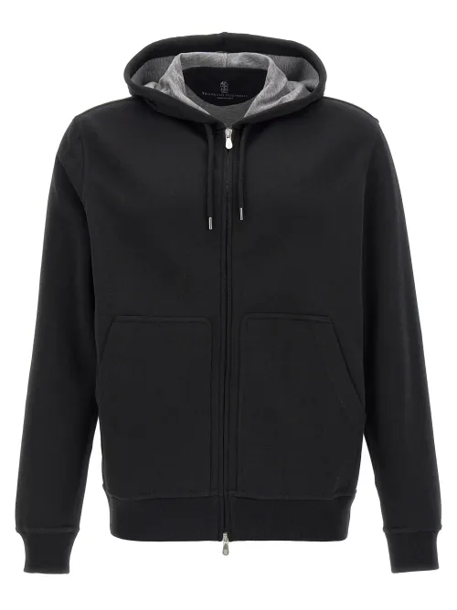 Brunello Cucinelli Cotton-Cashmere Blend Hoodie — Black