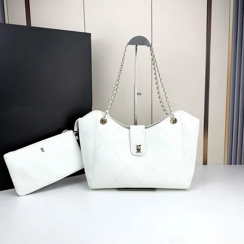 Tote Bag Designer Quilted Chain Shoulder Bag Set For Women Large Capacity Leather Handbag With Matching Pouch Fashion Commuter Shoulder Purse