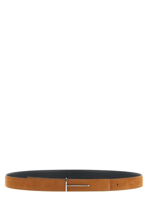 Tom Ford Reversible Nubuck and Leather Belt — Brown