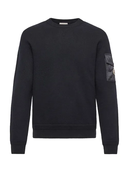 Moncler Virgin Wool Crew Neck Sweater — Navy