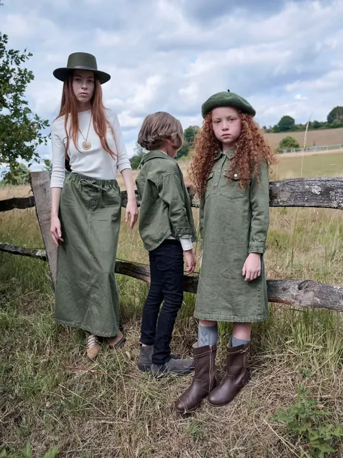 Clearance sale AS AW25 Retro green denim collection 100% cotton high quality brand denim fabric kids family matching clothes