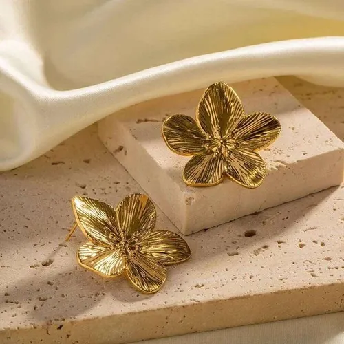 Stainless Steel Personality Vintage Five Leaves Flower Stud Earrings for Women Charm Fashion Summer Beach Jewelry Accessories H260309