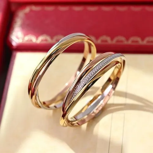 Brand Classic 3-Circle Cuff Bracelet Fashion Men and Women Universal Crystal Bracelet Designer 18K Gold Luxury Bracelet Women's Jewelry