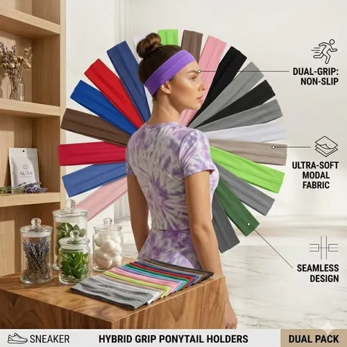 Multicolor Non‑Slip Elastic Headbands, Sweat‑Resistant Sports Hair Bands, Practical Hair Accessories for Women and Girls