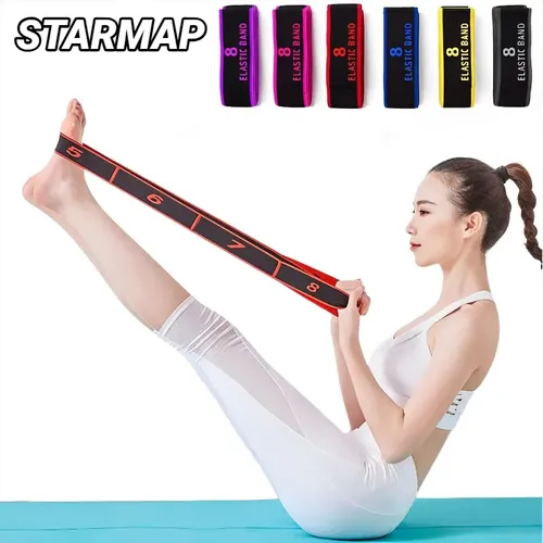8 Section Style Dance Resistance Band Yoga Stretching Pilates Fitness Digital Elasticity Elastic Stretch Training Tension Belt