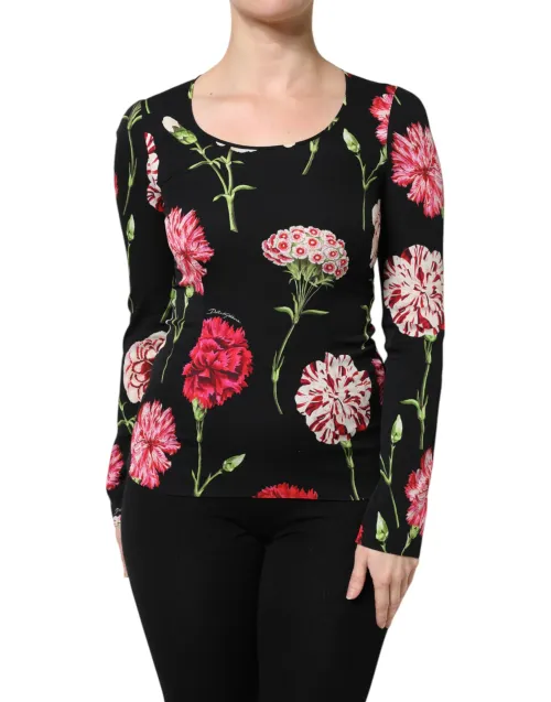 Dolce & Gabbana Floral Silk Blouse — Black