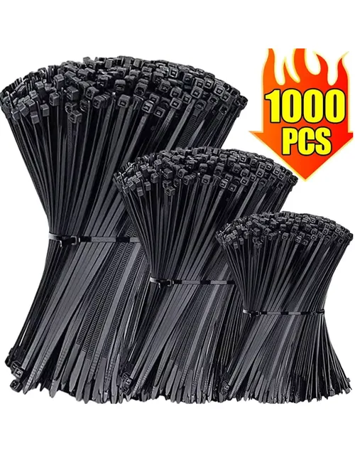 1000/100Pcs Nylon Cable Ties Self-locking Cord Ties Straps Adjustable Cables Fastening Loop Home Office Wire Zip Ties Wholesale
