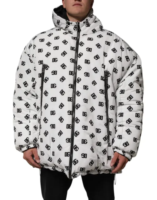 Dolce & Gabbana Logo-Monogram Puffer Jacket — White