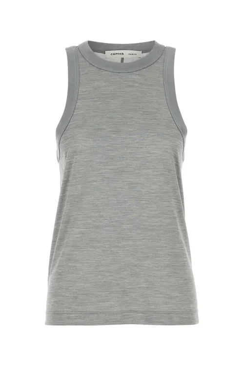 Carven Silk Tank Top — Gray