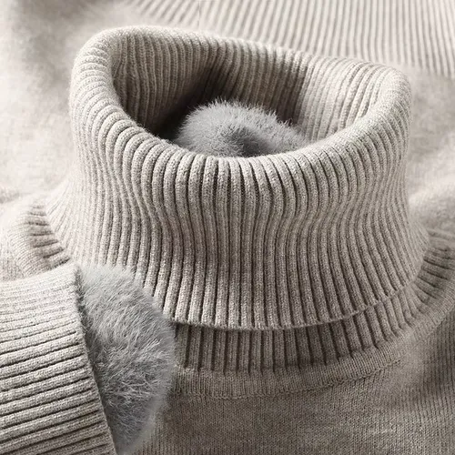 Sweatwear Mens Anti-pilling High Quality Knitted Turtleneck Sweater Slim Fit Long Sleeve Pullover Solid Color Trend Men Clothing