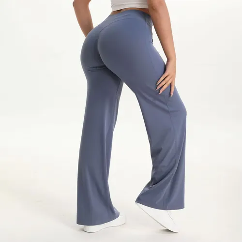 NCLAGEN SoftMotion Straight Leg Bottoms Women's Mid-Waist Yoga Pants GYM Leggings Naked Feel Pilates Running Sports Trousers