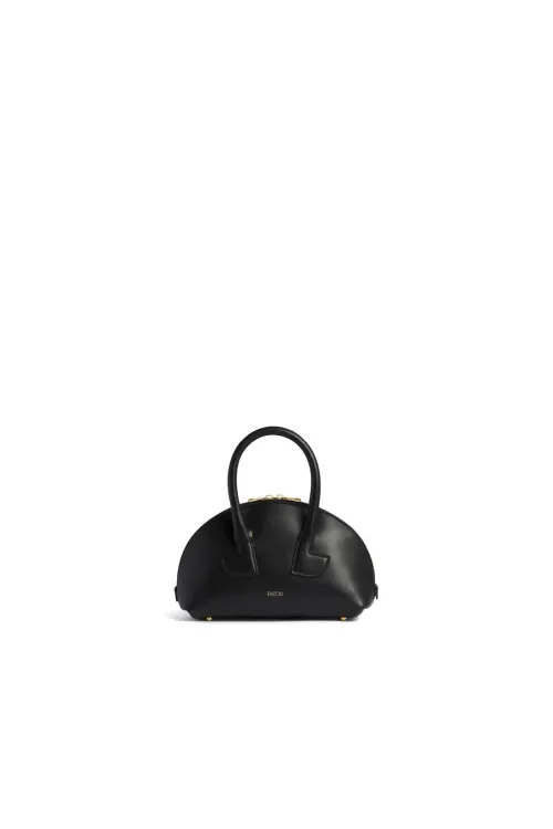 Patou Smooth Calf Leather Bowling Bag — Black