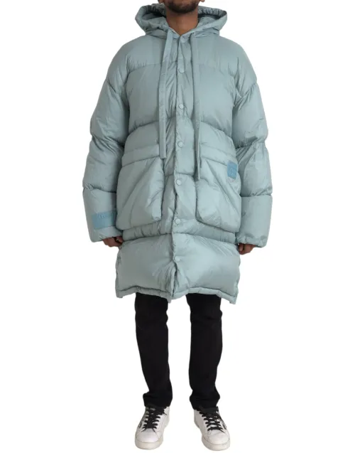 Dolce & Gabbana Quilted Hooded Puffer Down Jacket — Blue