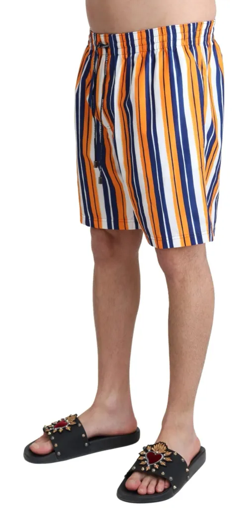 Dolce & Gabbana Striped Polyester Swim Shorts — Multicolor