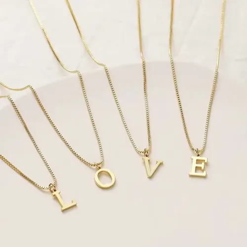 Fashion Gold Color A-Z Initial Necklace for Women Simple Cute Letter Necklace Vintage Daily Party Wear Jewelry Gifts New