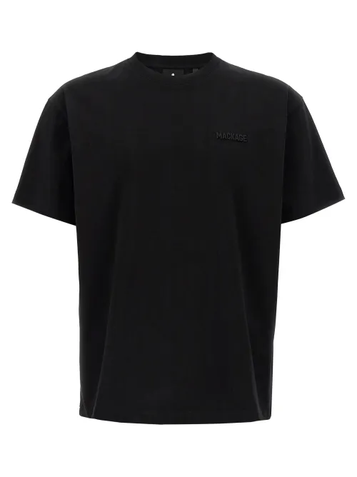 Mackage Logo-Embroidered Cotton T-Shirt — Black