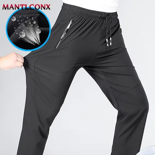 Breathable Men's Casual Pants Quick Dry Straight Elastic Waist Jogger Sweatpants Korean Classic Sport Trousers Plus Size 4XL 5XL