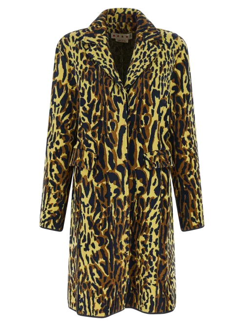 Marni Abstract Animal-Print Virgin Wool Coat โ Multicolor