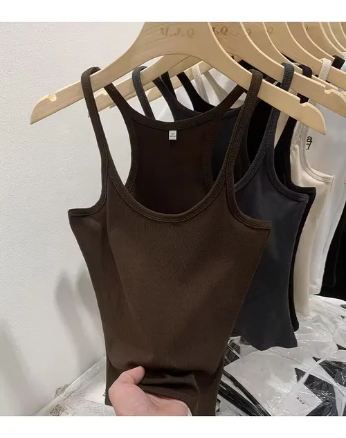 Solid Color Basic Ribbed Knitted Tank Top Women Summer Vintage Sleeveless Camis 90s Cool Girls Streetwear Soft Tees