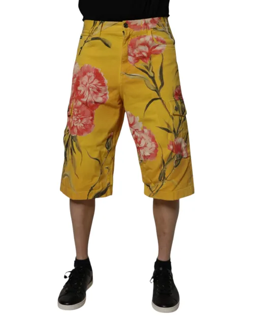 Dolce & Gabbana Floral Cotton Bermuda Shorts — Yellow