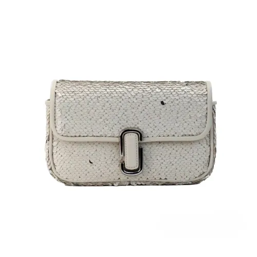 Marc Jacobs Sequined Leather Shoulder Bag — Cream