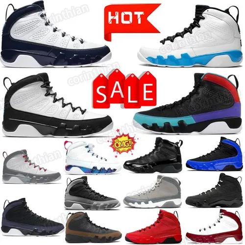 mens sneaker basketball shoes sneakers men shoe 9 9s black brown bred patent Grey White Blue Anthracite size 36-47