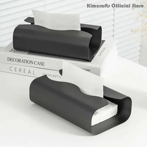Nordic Home Kitchen Organization Stainless Steel Black Tissue Box Tissue Dispenser Tissue Paper Box Luxury Napkin HolderM251124